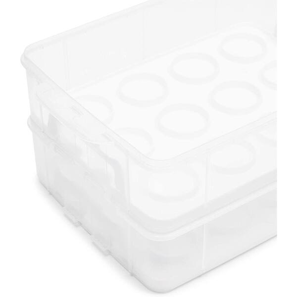 2 Tier Cupcake Carrier with Lid, Holds 24 Cupcakes (13.5 x 10.25 x 7.5