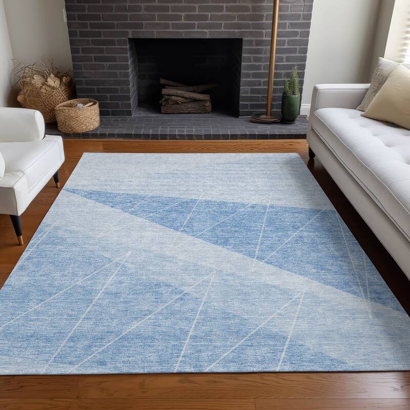 Machine Washable Indoor/ Outdoor Chantille Modern Prism Rug - Sky - 5' x 7'6"
