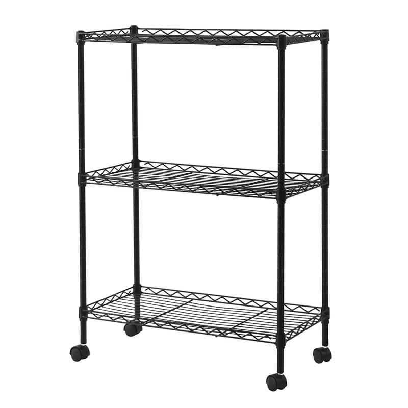 Black 3-Tier Shelving All-Purpose Utility Cart