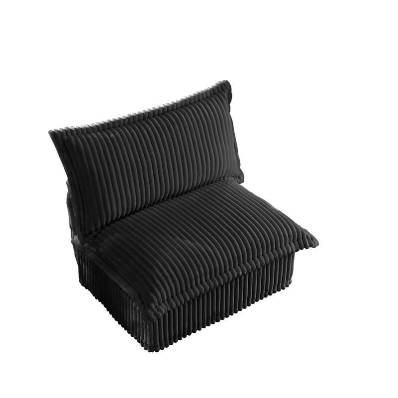 Single Corduroy Deep Seat Armless Accent Chair