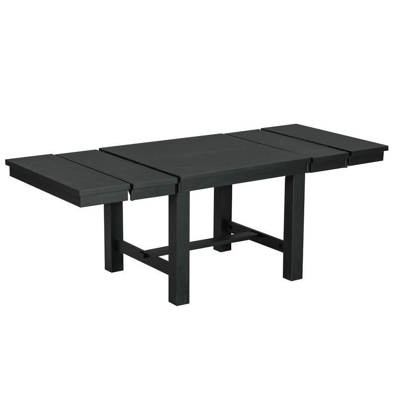 6-Piece Wooden Dining Table Set with Extendable Table & 4 Chairs & Bench
