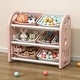 preview thumbnail 1 of 6, Kids Toy Storage Organizer with 6 Bins,Nursery Organizer Kids Furniture Set Toy Storage Cabinet Unit with HDPE Shelf and Bins Pink