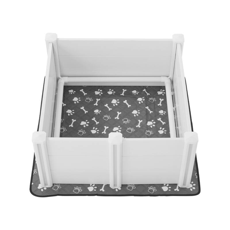 Grey PVC Whelping Box for Dogs with Adjustable Doors and Pad