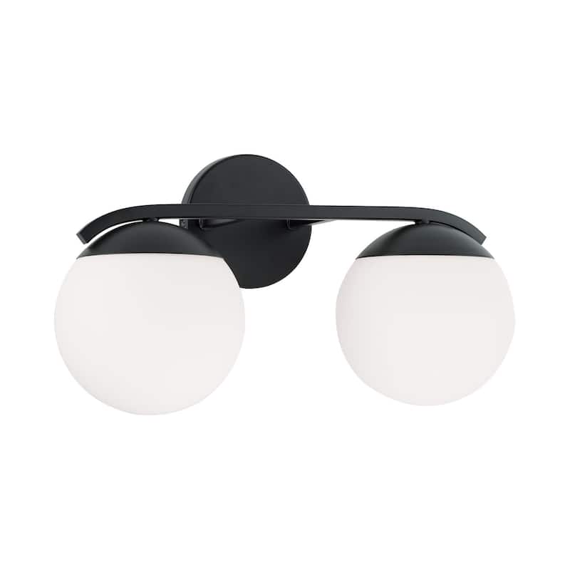 Oliver 2-Light Vanity - 17"W x 9.5"H x 8"E - Matte Black