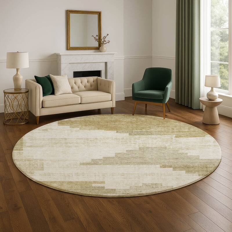 Premium Washable Super Soft Geo Global Mayfield Rug - 8' x 8' - Beige