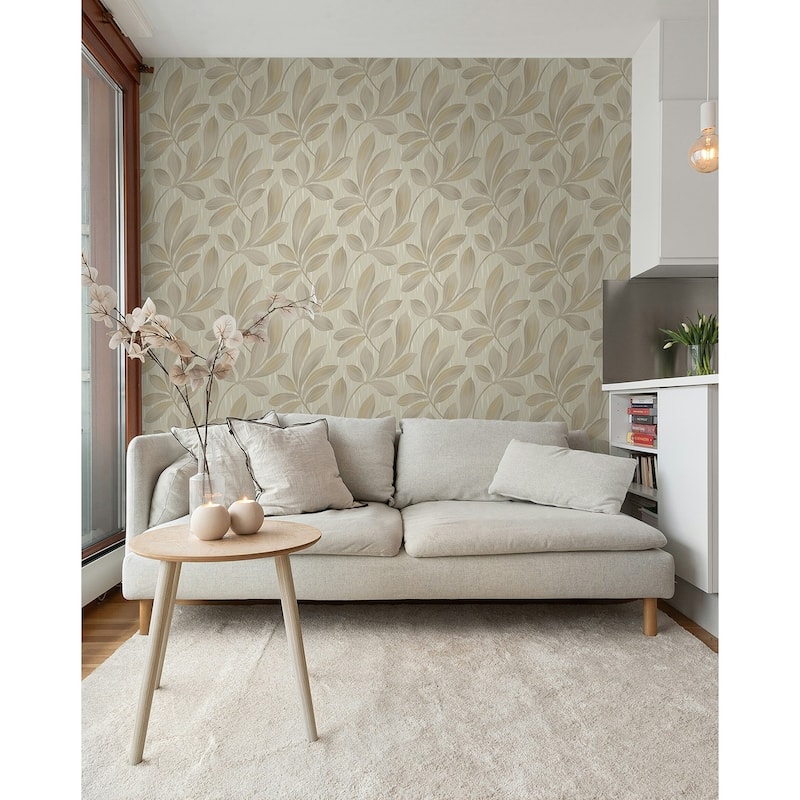 Seabrook Designs Martha Ikat Leaves Unpasted Wallpaper