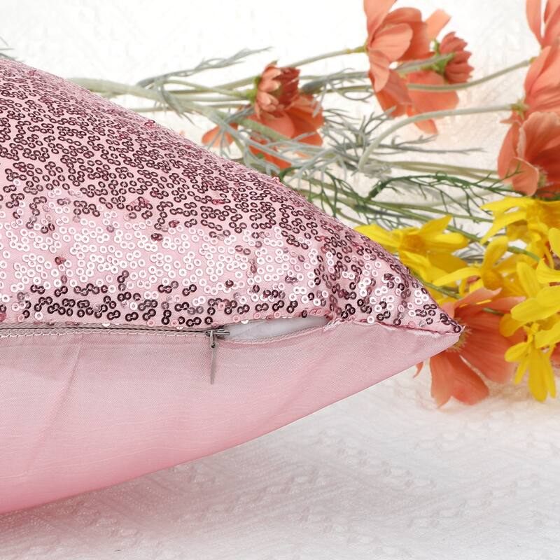 Sequin Throw Pillow Covers, Pack of 2 Square Glitter Decorative Pillow Cases Personalized Cushion Covers