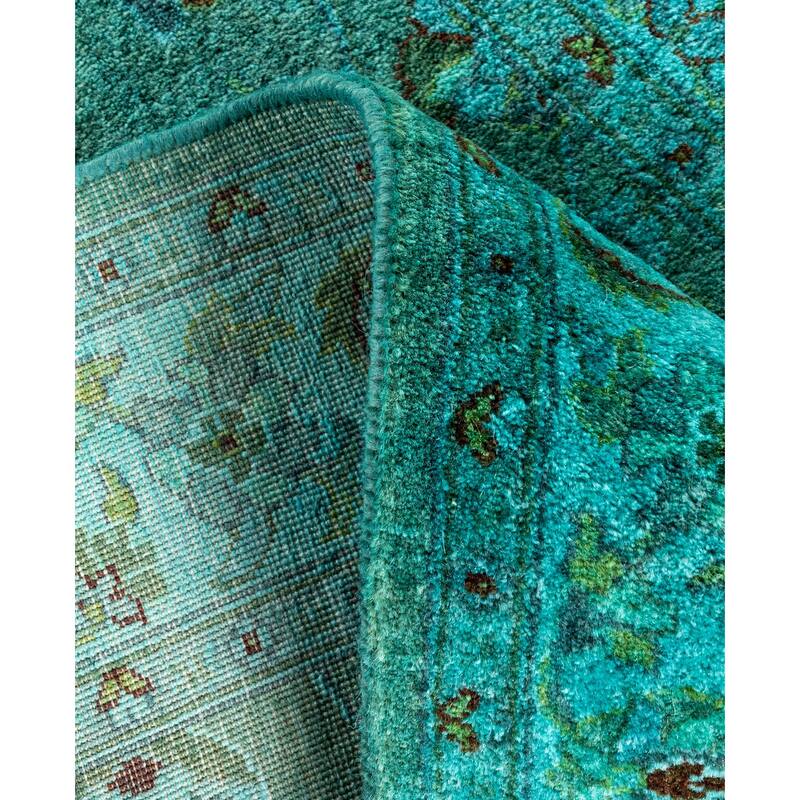 Overdyed One-of-a-Kind Hand-Knotted Area Rug - Green - 2' 7" x 12' 2"