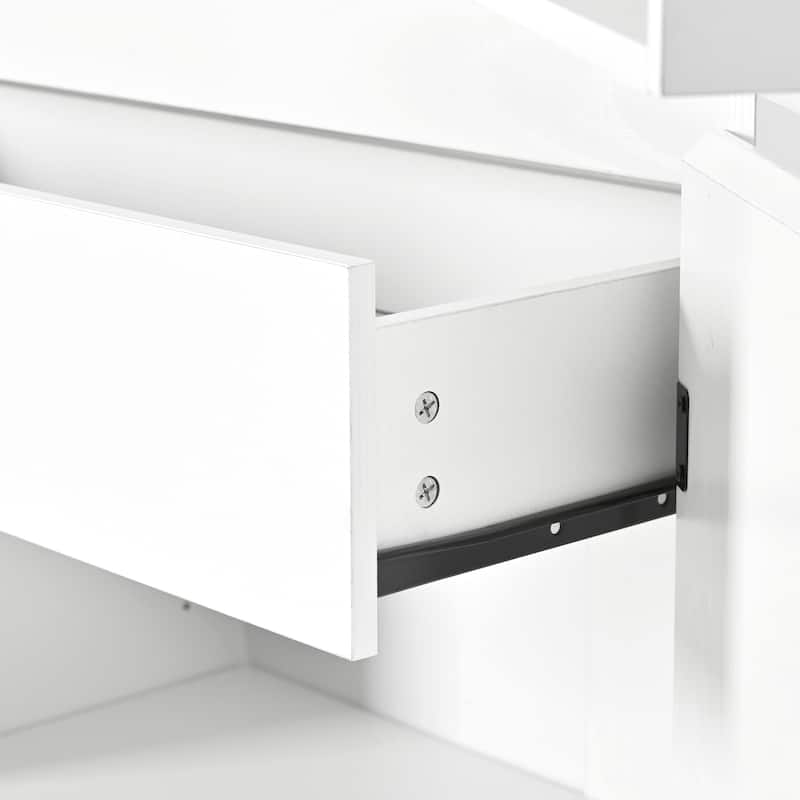 72" Tall Curved Pantry Cabinet with Adjustable Shelves, 8 Door Racks and Hidden Drawer, Farmhouse Storage Cupboard for Kitchen