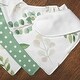 preview thumbnail 5 of 4, Floral Leaf Fabric Bandana Baby Bibs 3 Pack Green and White Boho Bohemian Gender Neutral Watercolor Botanical Flower Woodland