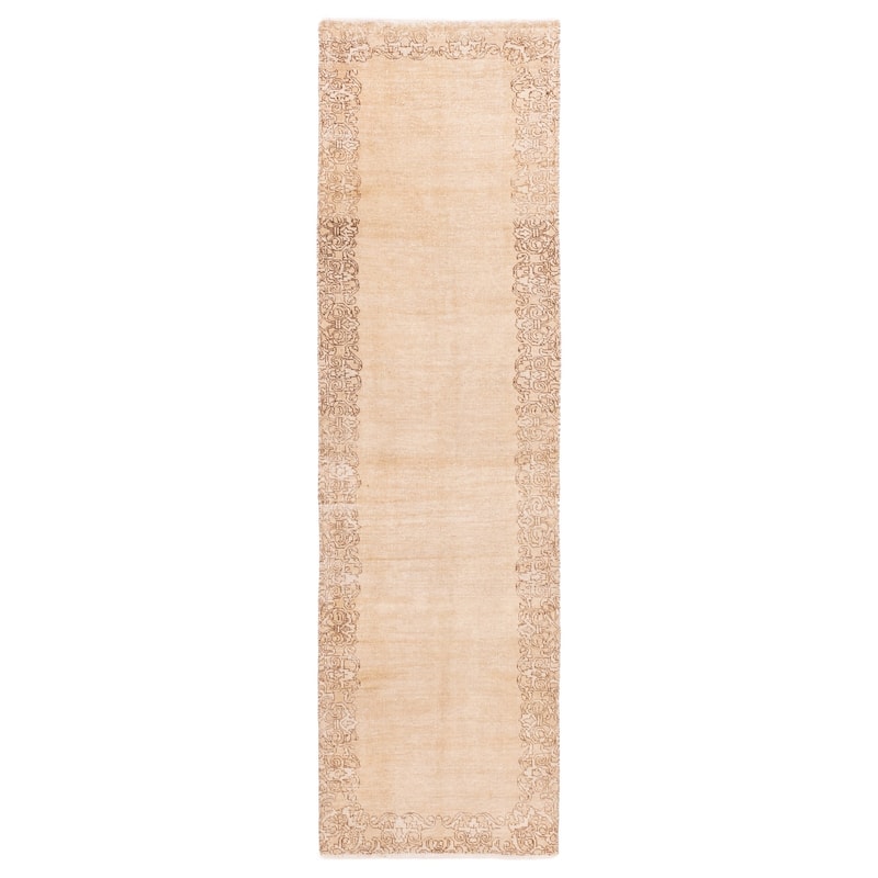 ECARPETGALLERY Hand-knotted Antalya Vintage Tan Wool Rug - 2'8 x 9'9