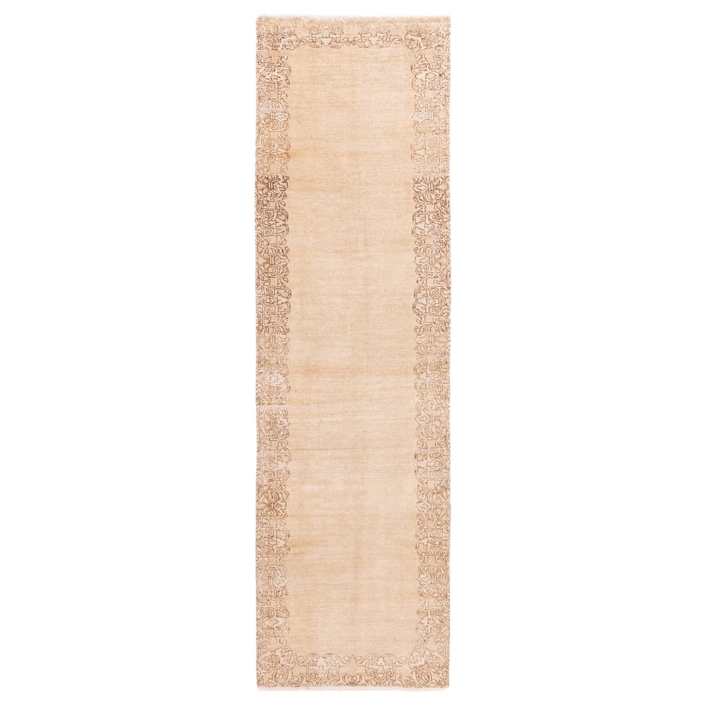ECARPETGALLERY Hand-knotted Antalya Vintage Tan Wool Rug - 2'8 x 9'9