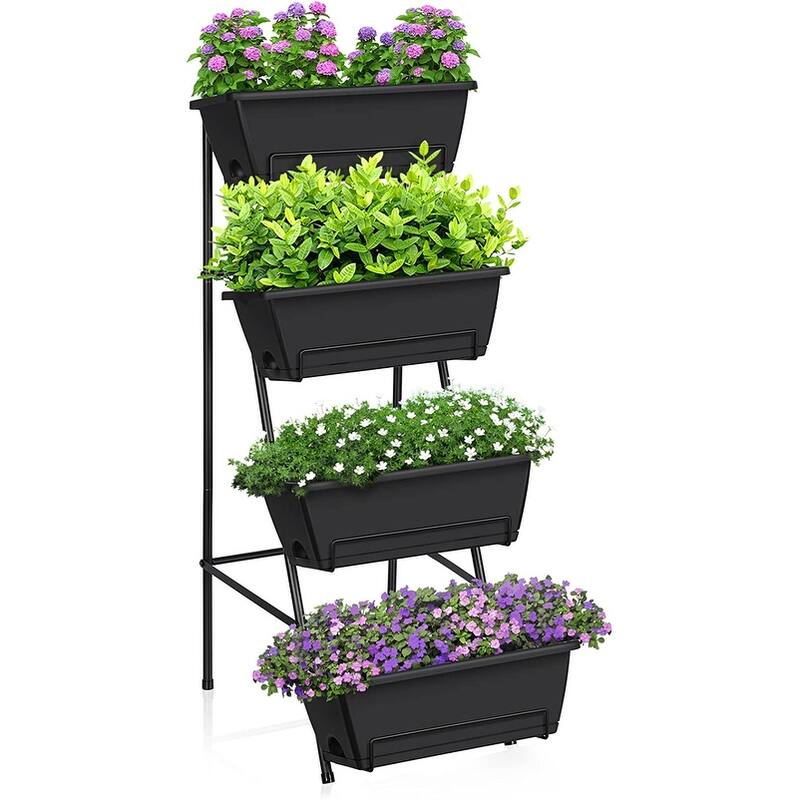 Vertical Raised Garden Bed - Black - 4 Tier