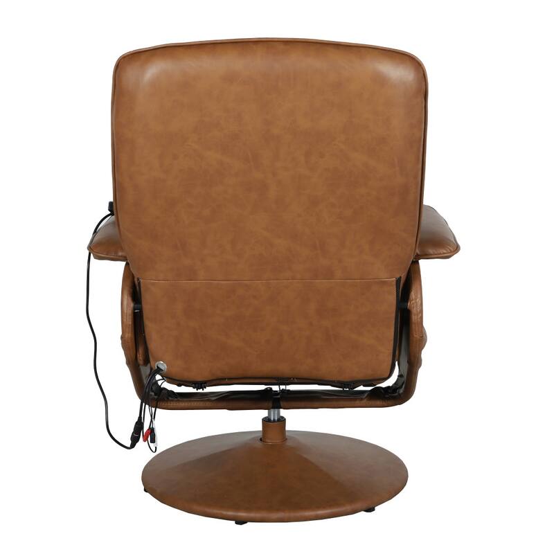 LeatherSoft Massaging Multi-Position Recliner w/Ottoman w/Side Pocket