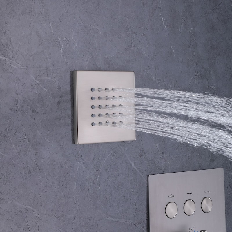 Thermostatic Shower System With Rough-in Valve Bathroom Shower Faucet With Hand Shower And Body Jet Rain 10 Inch Shower Head Set
