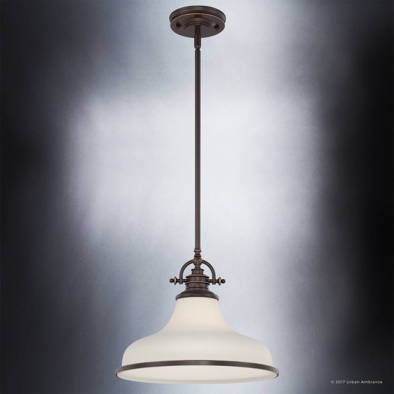 Luxury Industrial Pendant Light, 11.5"H x 13.5"W, with Americana Style, Nostalgic Design, Parisian Bronze Finish