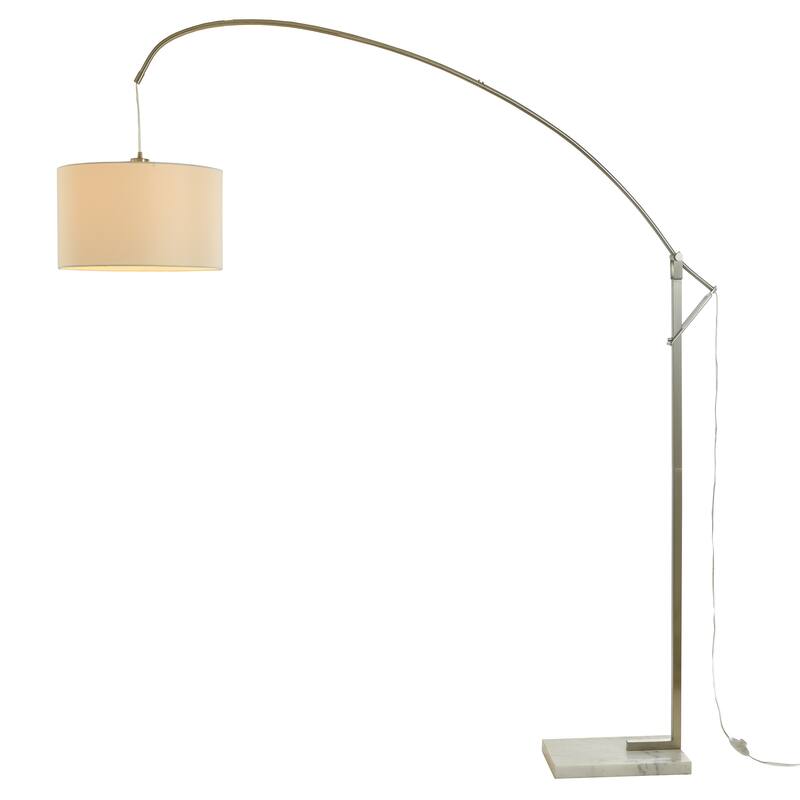 StyleCraft Ellison Arc Floor Lamp - Brushed Steel - White Shade