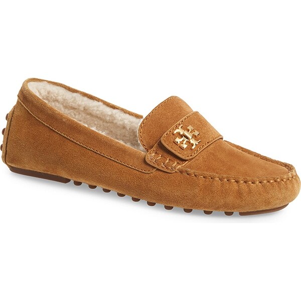 Tory Burch Womens Kira Genuine Shearling Driver Flats Moccasins Dark Tiramisu. Opens flyout.