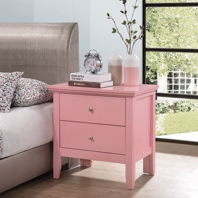 Primo Transitional Wood 2-drawer Nightstand Table