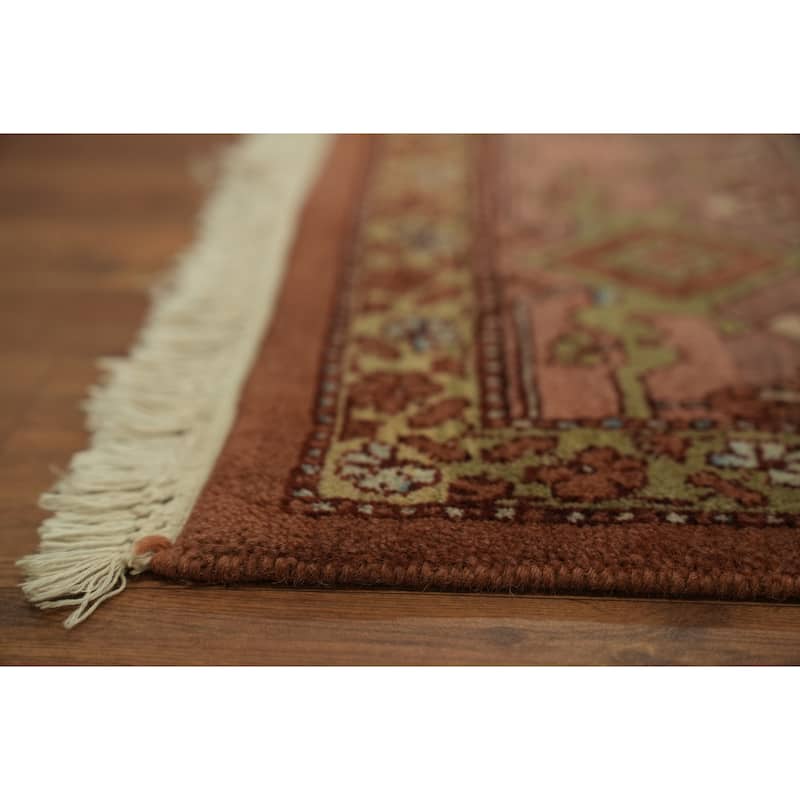 Hand Knotted Oriental 100% Wool Carpet Traditional Geometric Oranges & Rust Heriz Area Rug - 10' 0'' X 8' 2''