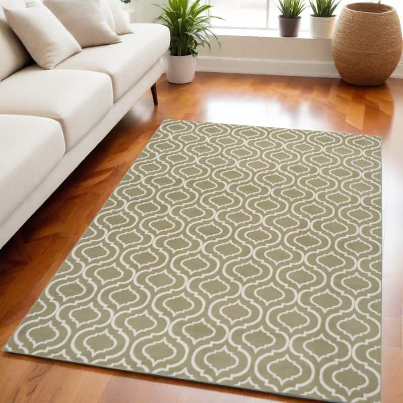 Kerum Power Loomed Non Skid Stain Resistant Area Rug By HomeRoots - 87' X '63' X '0.5 - 87' X '63' X '0.5 - Green/Teal - Rectangle