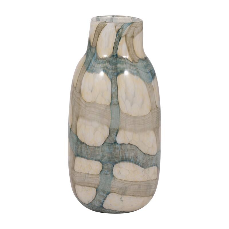 Sagebrook Home Handcrafted Modern Glass Vase - Blue & Tan