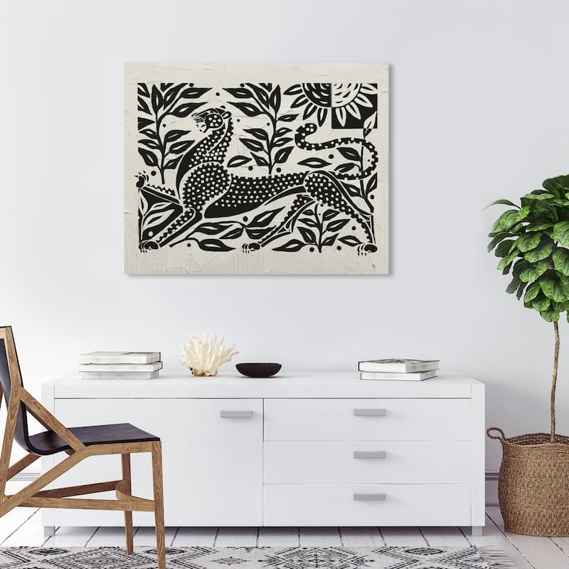 Wynwood Studio Canvas Animals Juggle Cat Imprint Black and Modern & Contemporary Wall Art Canvas Print - 30 x 36