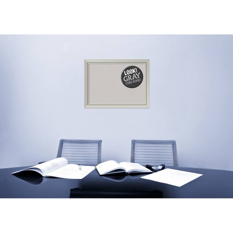 Framed Grey Cork Board, Romano Silver