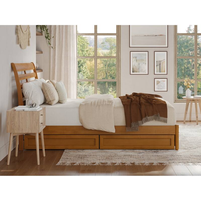 Emelie Platform Bed with Panel Footboard and Twin XL Trundle