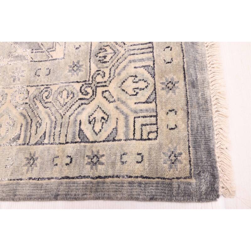 ECARPETGALLERY Hand-knotted Finest Oushak Light Grey Silk, Wool Rug - 7'11 x 10'0