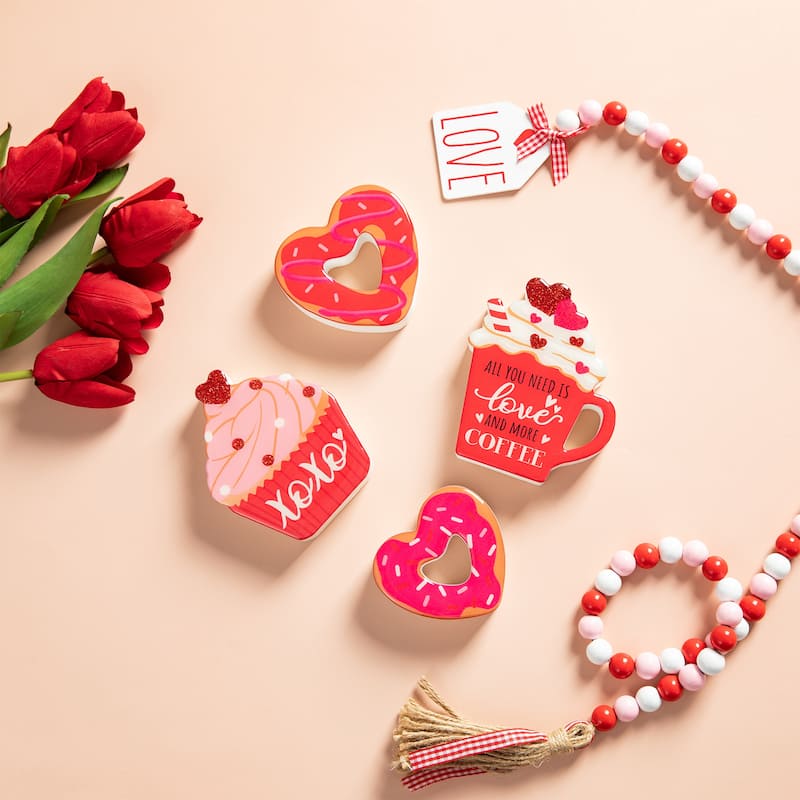 Glitzhome 4.75"H Set of 4 Valentine's Epoxy Block Table Decor - 4.75''H