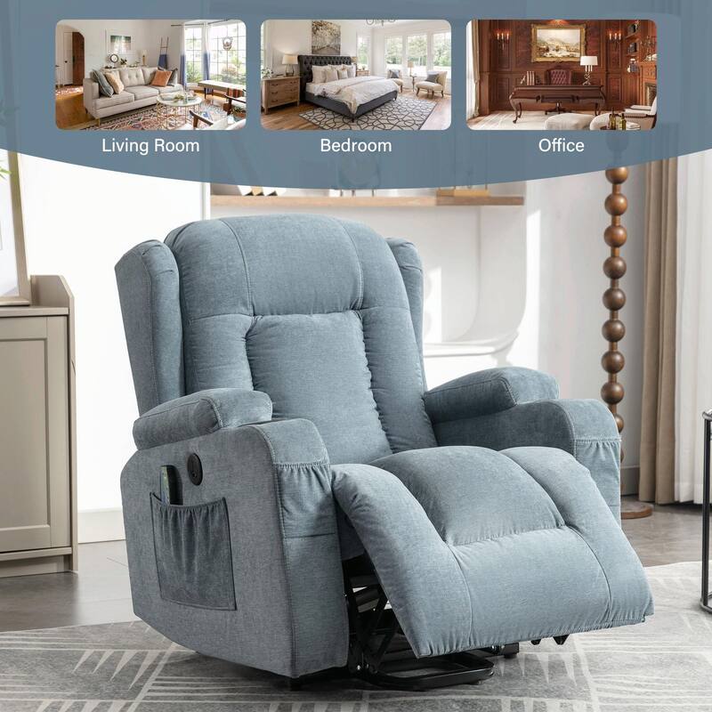 Power Lift Recliner Chair for Elderly with Heat, Massage, and USB Port