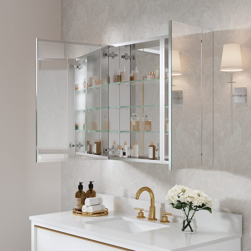 32"W X 30'H Recessed or Surface Wall Mount Bathroom Medicine Cabinet With Adjustable Glass Shelves