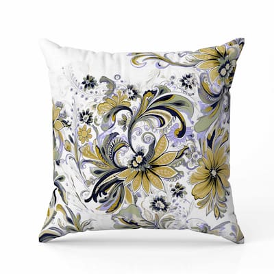 Wild Flora Fusion Faux Suede Reversible Throw Pillow Green and Blue
