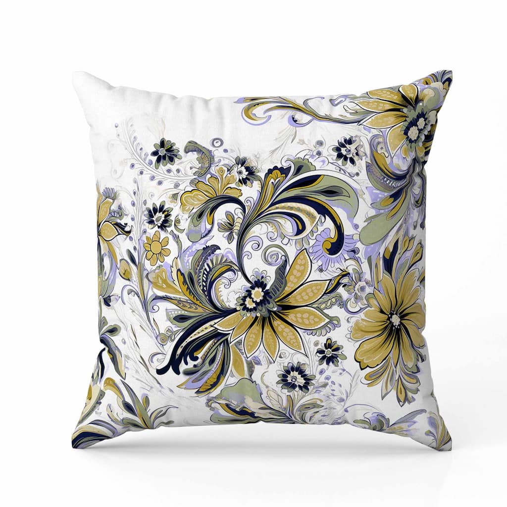 Wild Flora Fusion Indoor/Outdoor Reversible Throw Pillow Green and Blue