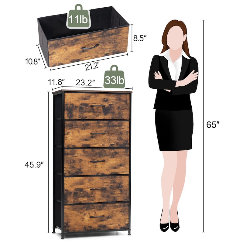 5 Drawers Vertical Dresser Storage Tower Organizer Unit for Bedroom