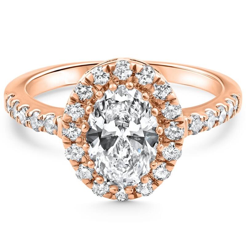 1 1/2Ct Oval Diamond Halo Engagement Ring Gold Lab Grown