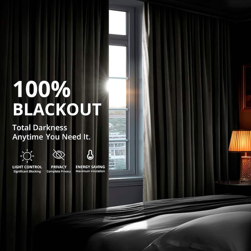 Exclusive Fabrics Signature Velvet Blackout Curtain 108 Inches Long (1 Panel)