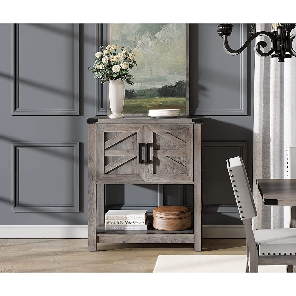 WAMPAT Modern Farmhouse Cabinet,Wood Buffet Sideboard for Living Room - 22.7in W