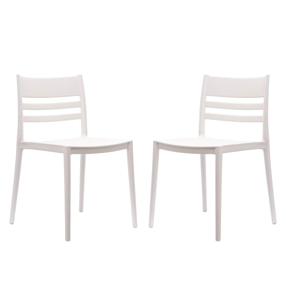 Commercial All-Weather Resin Stack Chair with Slatted Backrest-Set of 2 - 19.75"W x 20.75"D x 31.75"H