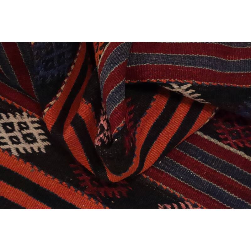 Hand Woven Oriental 100% Wool Carpet Southwestern Tribal Multi-Colored Kilim Area Rug - 9' 7'' X 6' 3''