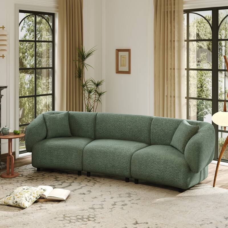 Roomfitters 98.5" Curved 3-Seater Sofa, Contemporary Plush Seating with Streamlined Design, Durable Frame