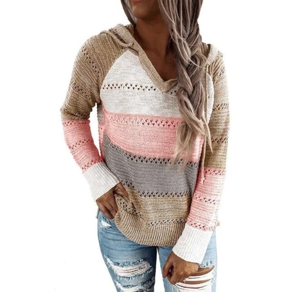 Cozy Striped Hooded Sweater. Opens flyout.