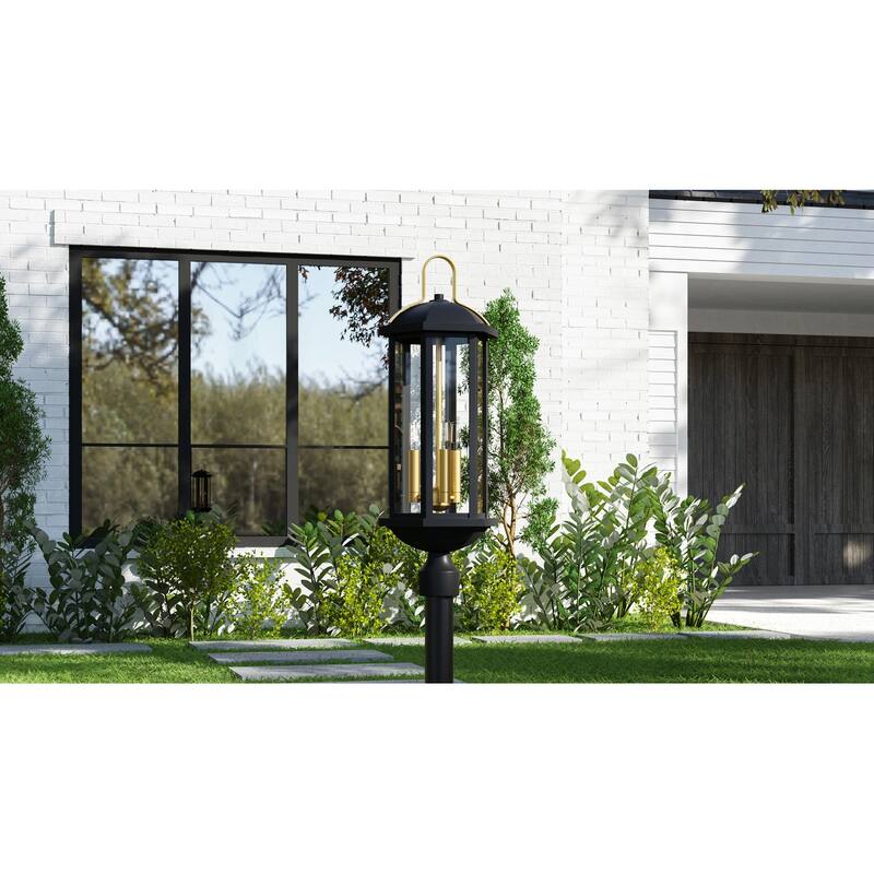 Crestfield 3-Light Matte Black Outdoor Post Lantern