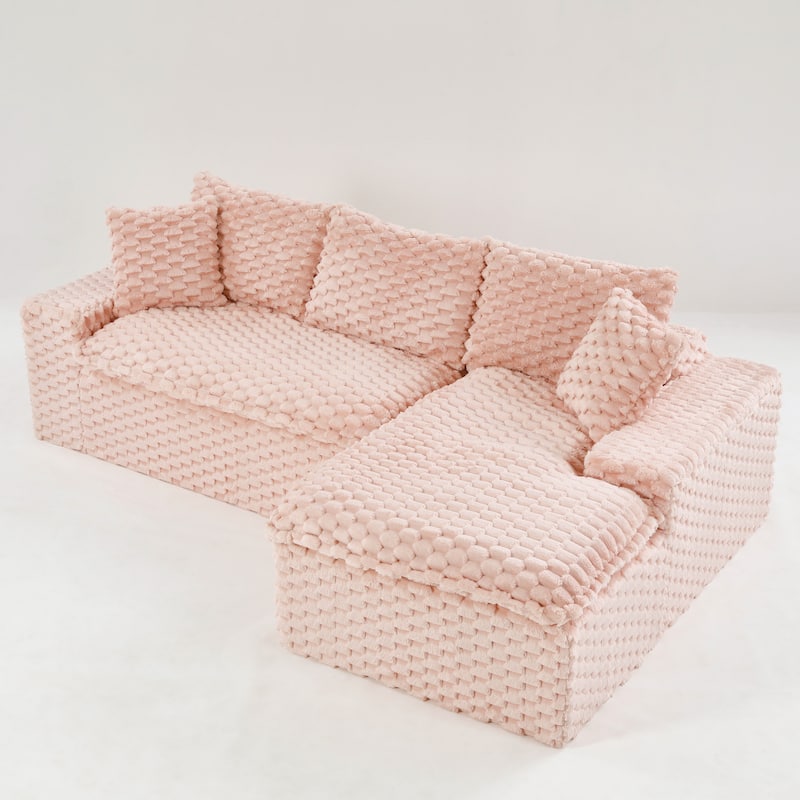 L-Shaped Sleeper Sectional Sofa Convertible Straight Sofa, Loveseat and Chaise Lounge Set for Living Room