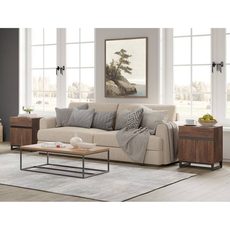 WAMPAT Modern End Table, Farmhouse Sofa Table, Wood Rustic Side End Table for Living Room, Nighstand for Bedroom