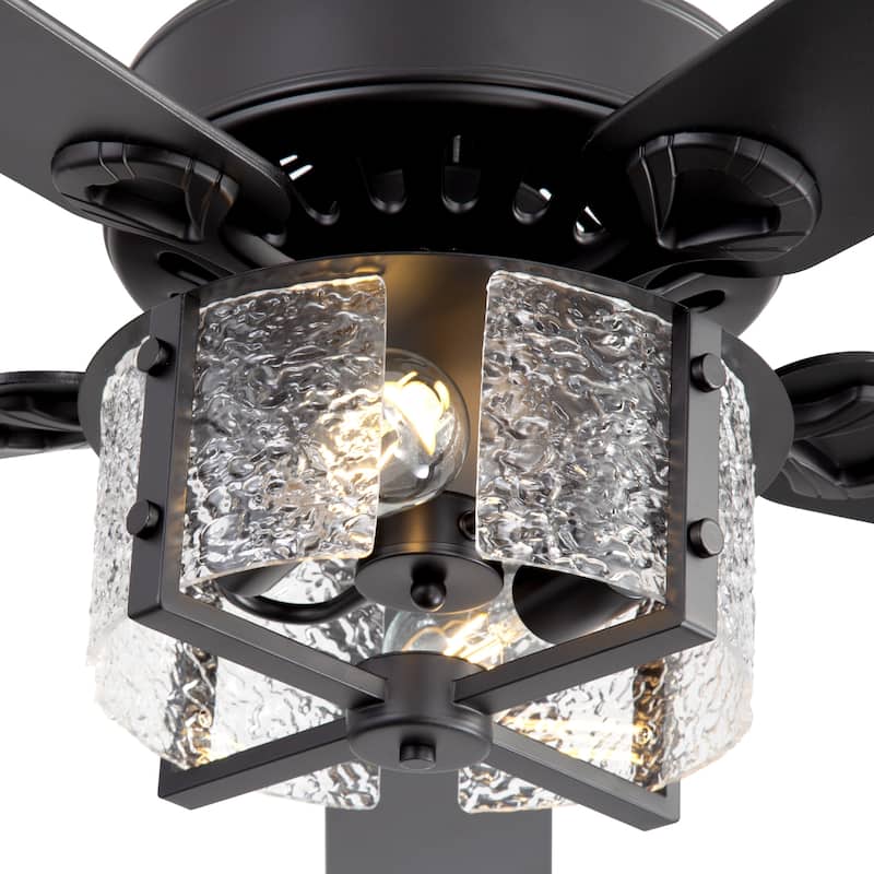 52" Reversible 5-Blade Caged Ceiling Fan with Light and Remote