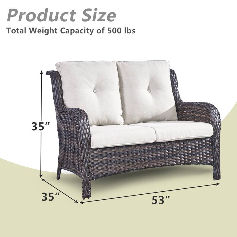 Gymojoy Outdoor Loveseat Wicker Sofa Set Rattan Sofa