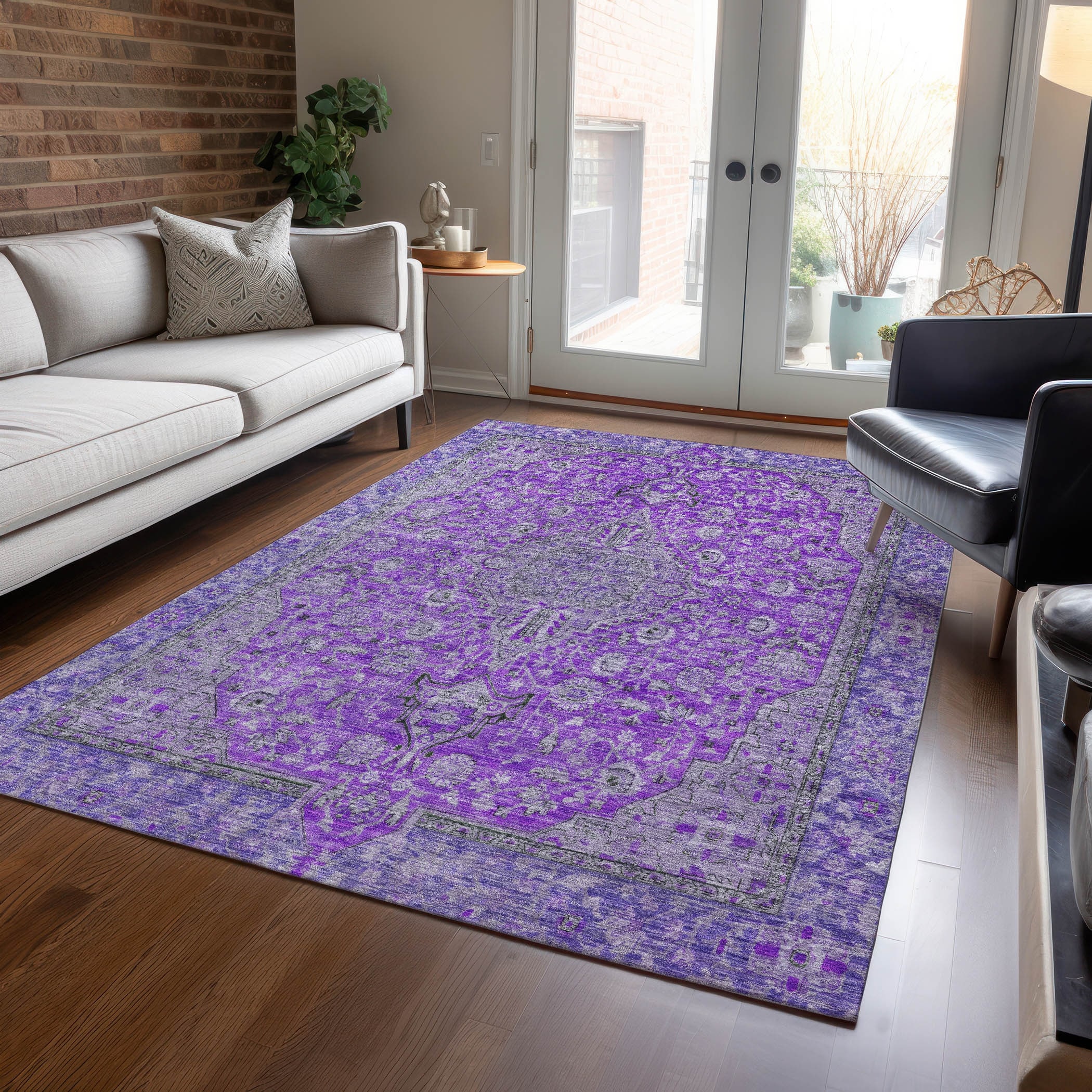 Machine Washable Indoor/ Outdoor Traditional Persian Chantille Rug