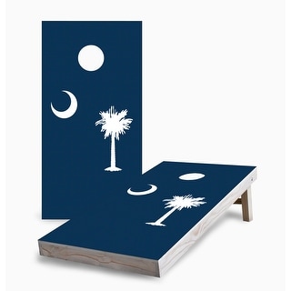 South Carolina State Flag Corn Hole Board Set with Hole Lights